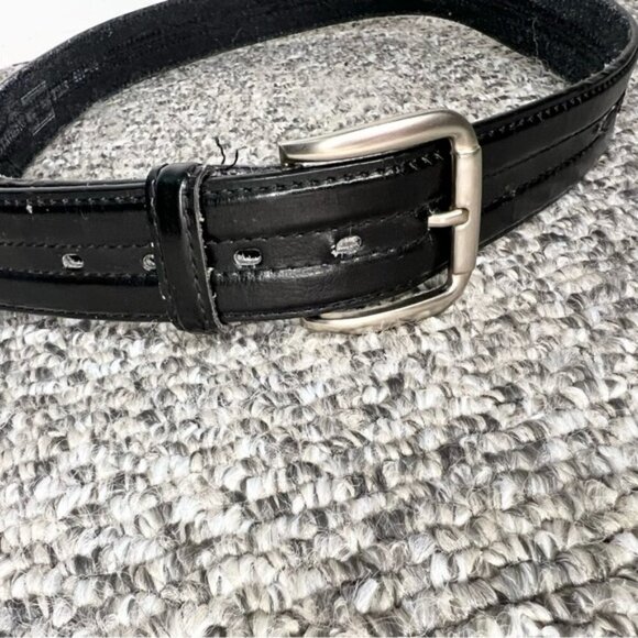 Black Italian leather belt square buckle 36-38 main image 7